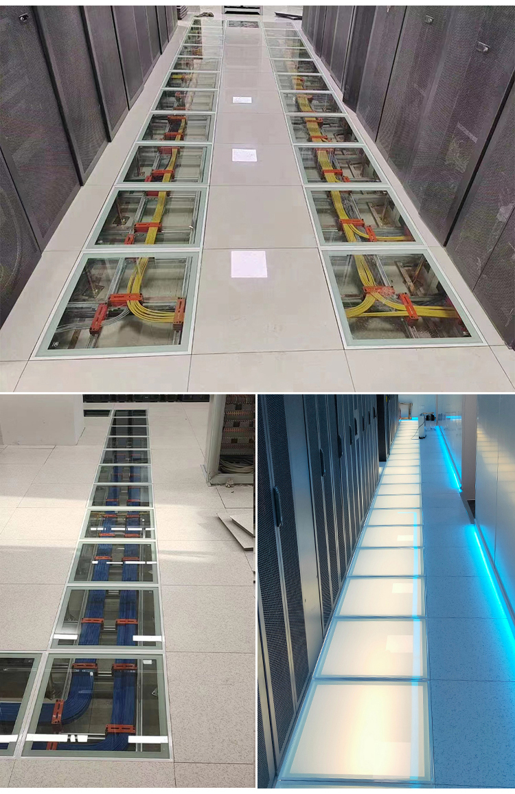 glass raised access floor